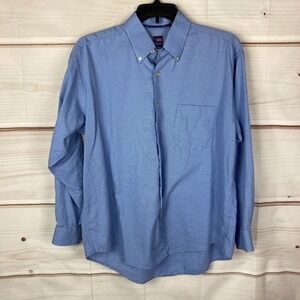T Harris London Shirt Mens Large Blue Plaid Button Up Collared Long Sleeve